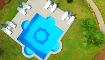Above the Quinta GYO swimming pool