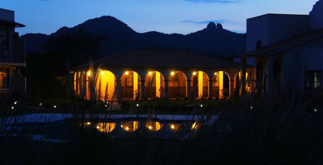 Quinta GYO clubhouse at dusk