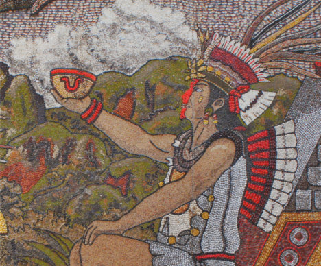 Mural de semillas en Tepoztlán